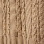 Luna Cable Knit Cotton Throw: Beige — Tajik Home LLC blankets