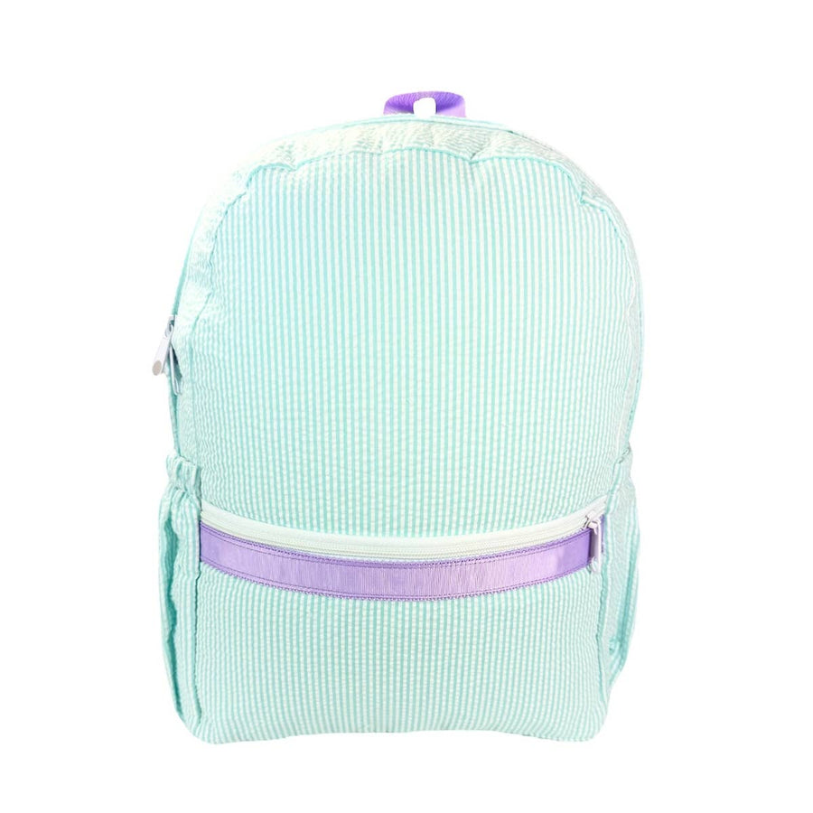 Mermaid Seersucker Medium Backpack w/ Pocket - Premium Backpack from Mint - Just $34.95! Shop now at Pat's Monograms