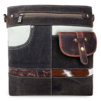 Canvas Cowhide & Leather Women Crossbody - Platinum/ Black — Sixtease Bags USA