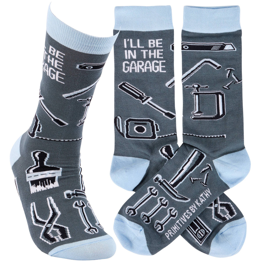 I'll Be In The Garage Socks - Premium socks from Primitives by Kathy - Just $9.95! Shop now at Pat's Monograms