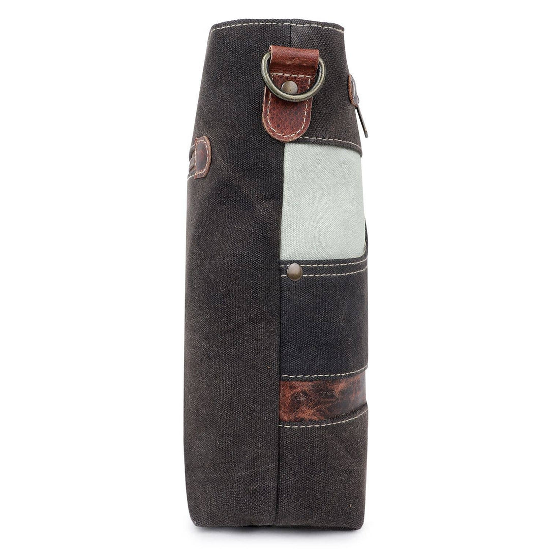 Canvas Cowhide & Leather Women Crossbody - Platinum/ Black - Premium crossbody from Sixtease Bags USA - Just $45! Shop now at Pat's Monograms