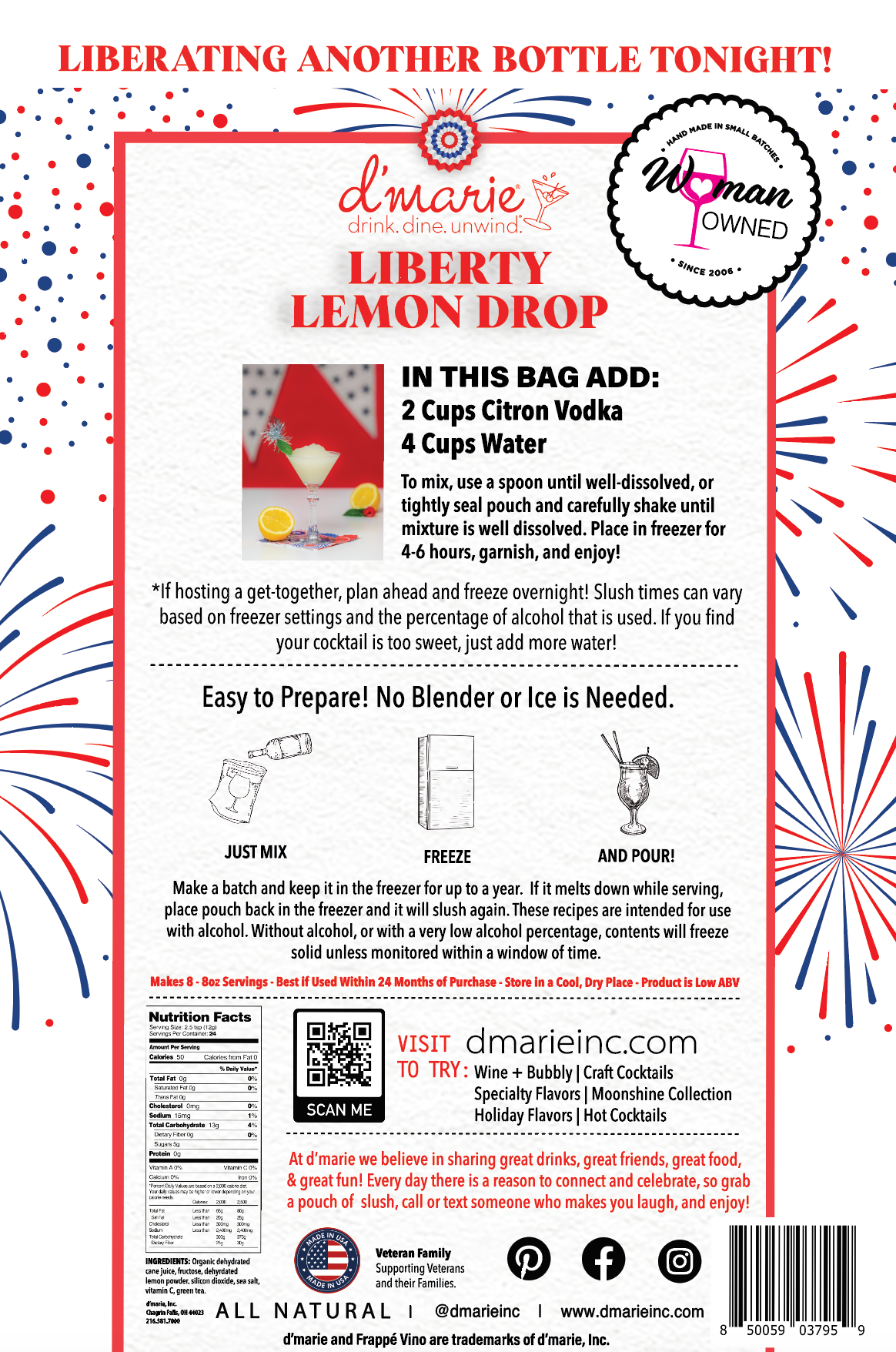 Liberty Lemon Drop Cocktail - Ready-To-Freeze Cocktail - Premium drink mix from d'marie inc. - Just $17! Shop now at Pat's Monograms