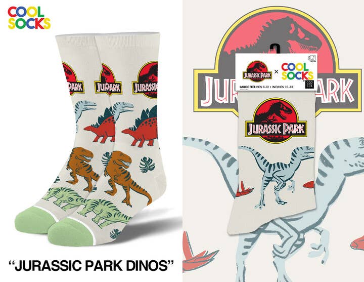 Jurassic Park Dinos - Mens Crew Socks - Premium socks from Cool Socks - Just $11.95! Shop now at Pat's Monograms