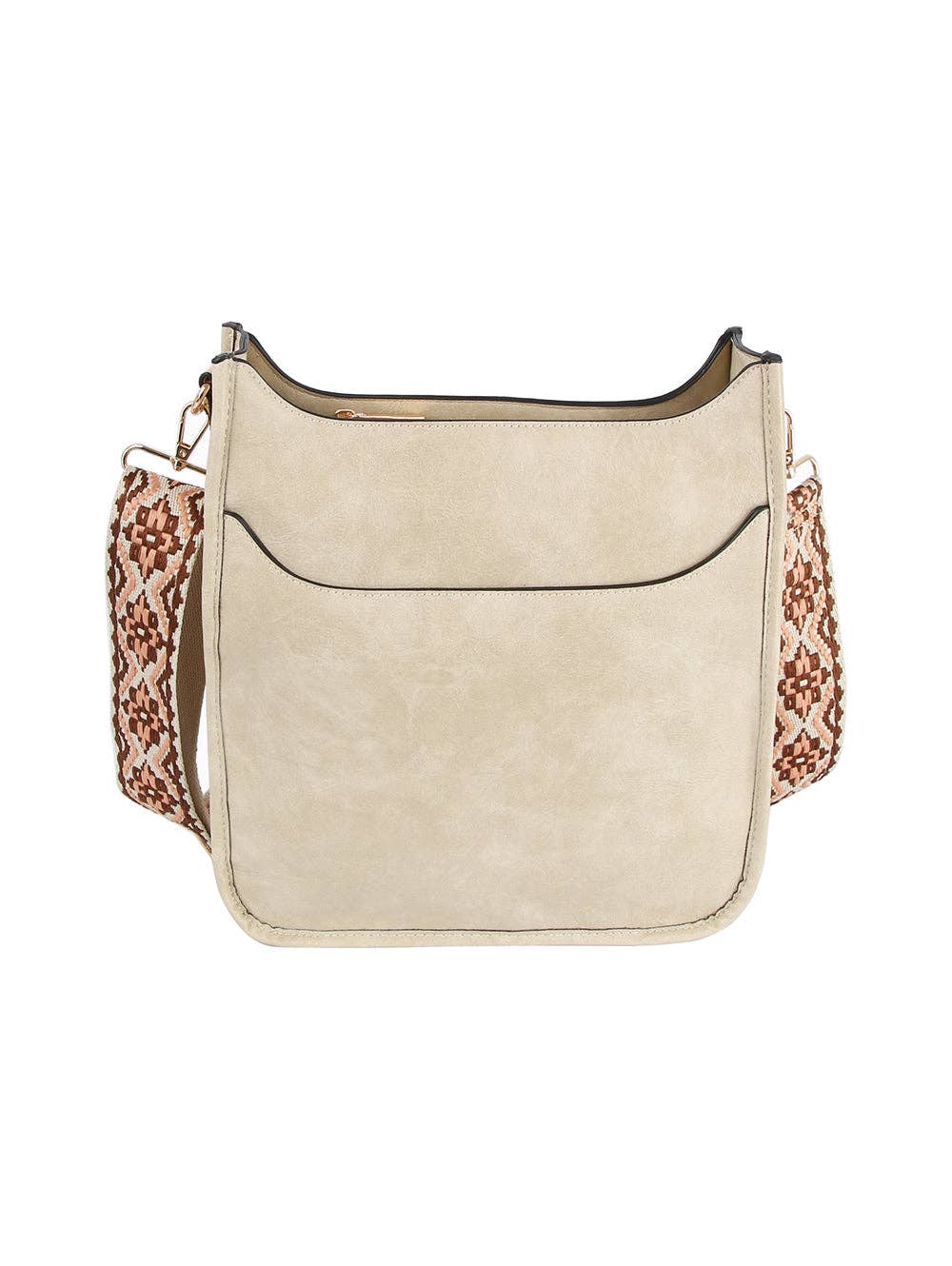 Front Pocket Stylized Strap Shoulder Bag — Handbag Factory Corp