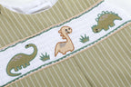 Green Dinosaur Smocked Overalls — Lil Cactus Baby & Toddler Outfits
