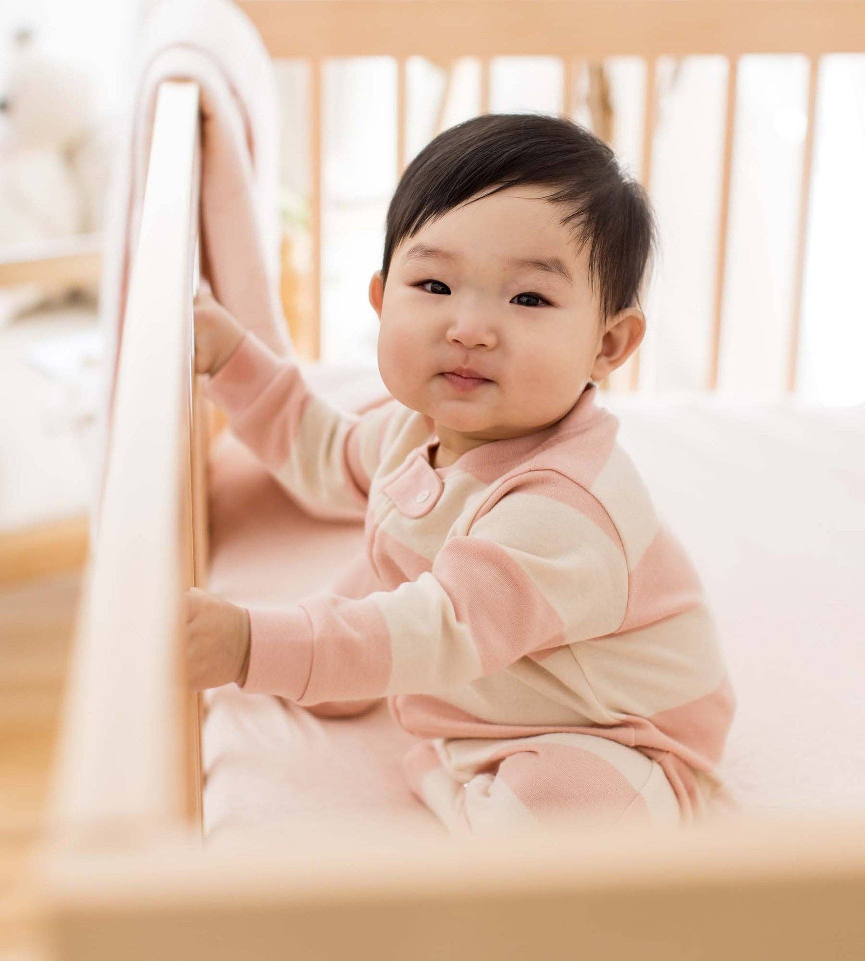 Rugby Stripe Organic Cotton Sleep & Play - Pink Sand - Premium Baby Sleepwear from Burt's Bees Baby - Just $14.95! Shop now at Pat's Monograms