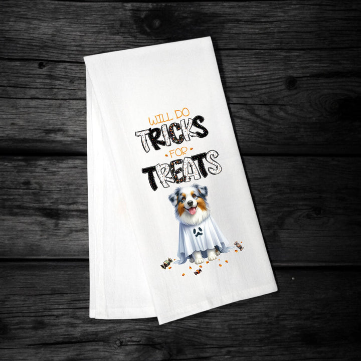 Australian Shepherd, Will Do Tricks for Treats Tea Towel, Aussie Mom, Kitchen Towel, Dish Towel, Flour Sack Towel, Dog Lover Gift - Premium  from Pat's Monograms - Just $15.22! Shop now at Pat's Monograms
