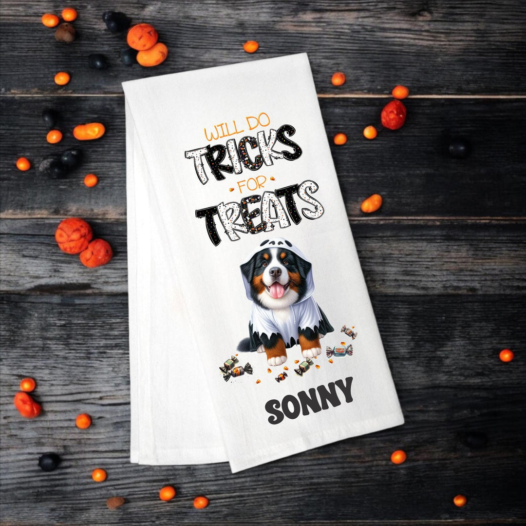Bernese Mountain Dog - Will Do Tricks for Treats Tea Towel - Premium Kitchen Towel from Pat's Monograms - Just $14.95! Shop now at Pat's Monograms