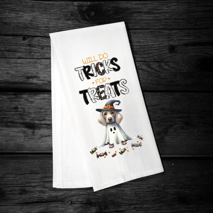 Weimaraner - Will Do Tricks for Treats Tea Towel - Premium Kitchen Towel from Pat's Monograms - Just $14.95! Shop now at Pat's Monograms