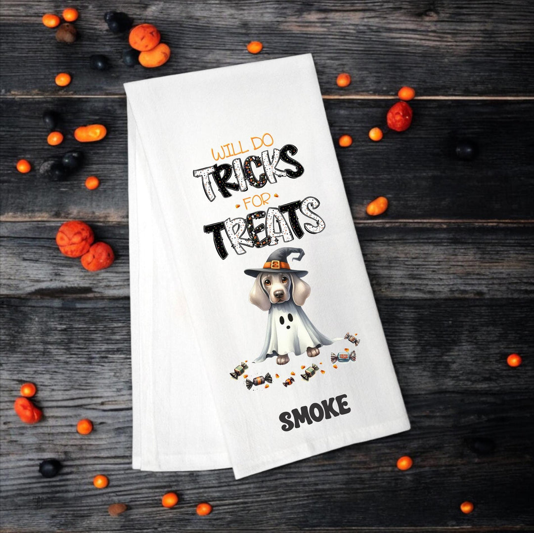 Weimaraner - Will Do Tricks for Treats Tea Towel - Premium Kitchen Towel from Pat's Monograms - Just $14.95! Shop now at Pat's Monograms