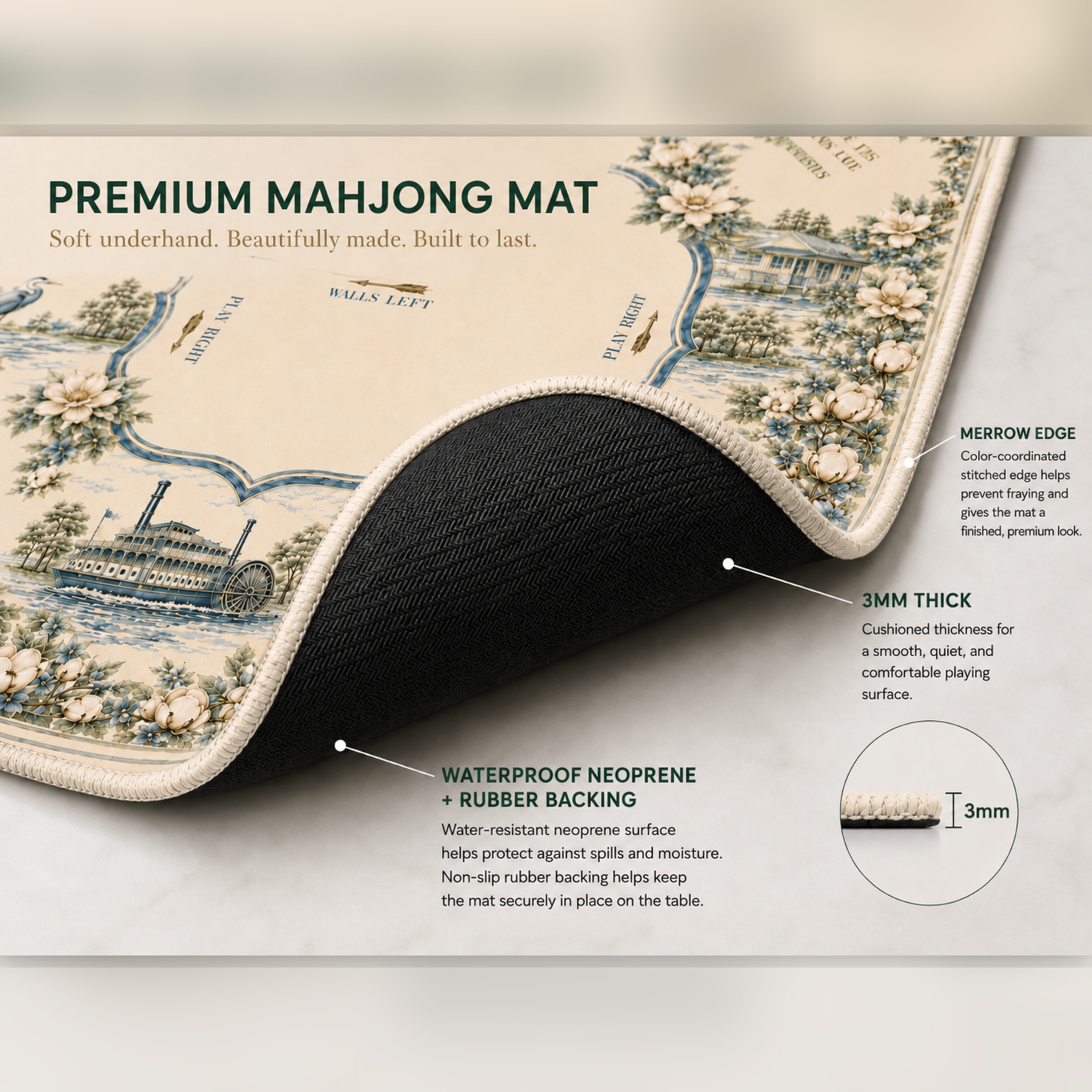 Southern Theme Mahjong Mat — Player's Edition — Preorder - Premium Mahjong from Pat's Monograms - Just $80! Shop now at Pat's Monograms