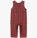 Red Christmas Plaid Santa Sleigh Smocked Overalls — Lil Cactus