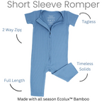 Short Sleeve Romper - Whispery White Ribbed — Sweet Bamboo