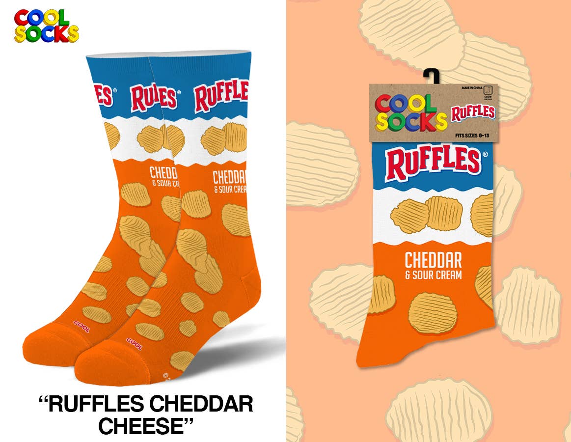 Ruffles Flavors - Mens Crew Folded - Premium Socks from Cool Socks - Just $11.95! Shop now at Pat's Monograms