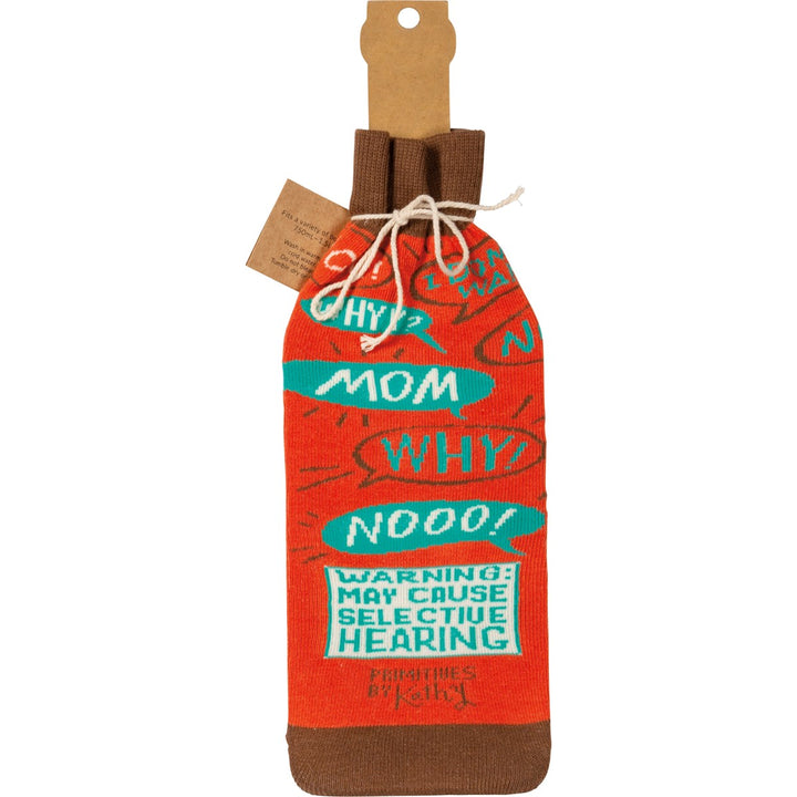 Bottle Sock - Mom Wine Because Kids Wine - Premium wine accessories from Primitives by Kathy - Just $5.95! Shop now at Pat's Monograms