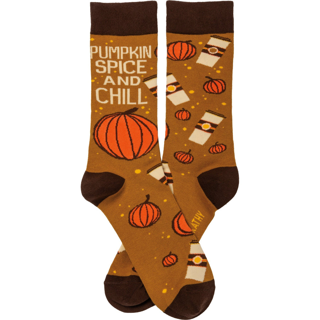 Pumpkin Spice and Chill - Premium Socks from Primitives by Kathy - Just $7.95! Shop now at Pat's Monograms