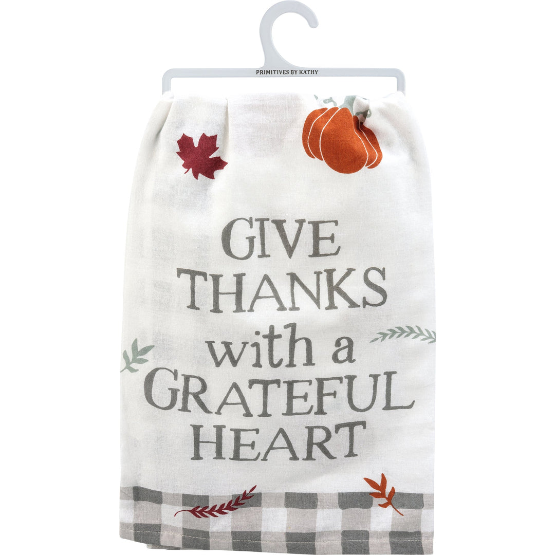 Kitchen Towel - Give Thanks with A Grateful Heart - Premium Kitchen Towel from Primitives by Kathy - Just $8.95! Shop now at Pat's Monograms