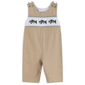 Oyster Brown Big Mouth Bass Smocked Overalls — Lil Cactus Baby & Toddler Outfits