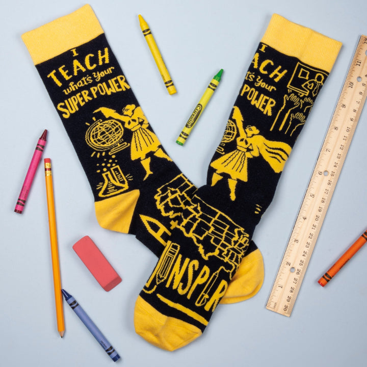 I Teach What's Your Super Power - Premium Socks from Primitives by Kathy - Just $7.95! Shop now at Pat's Monograms