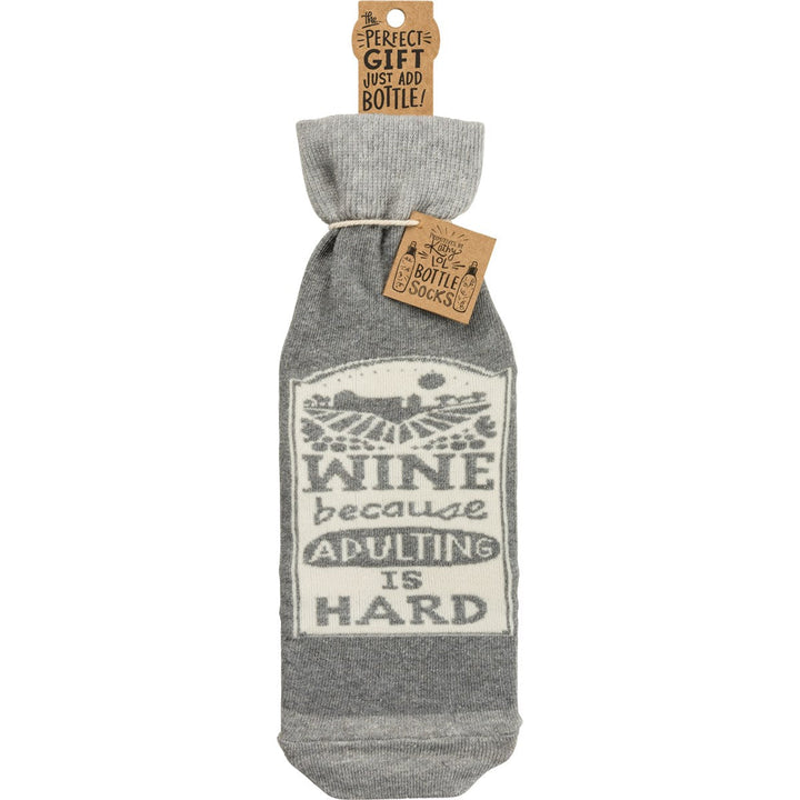 Bottle Sock - Wine Because Adulting Is Hard - Premium wine accessories from Primitives by Kathy - Just $5.95! Shop now at Pat's Monograms