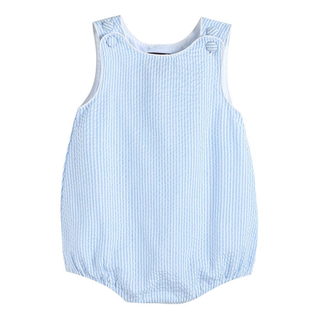 Light Blue Stripe Seersucker Bubble Romper - Premium Baby & Toddler Outfits from Lil Cactus - Just $28.95! Shop now at Pat's Monograms