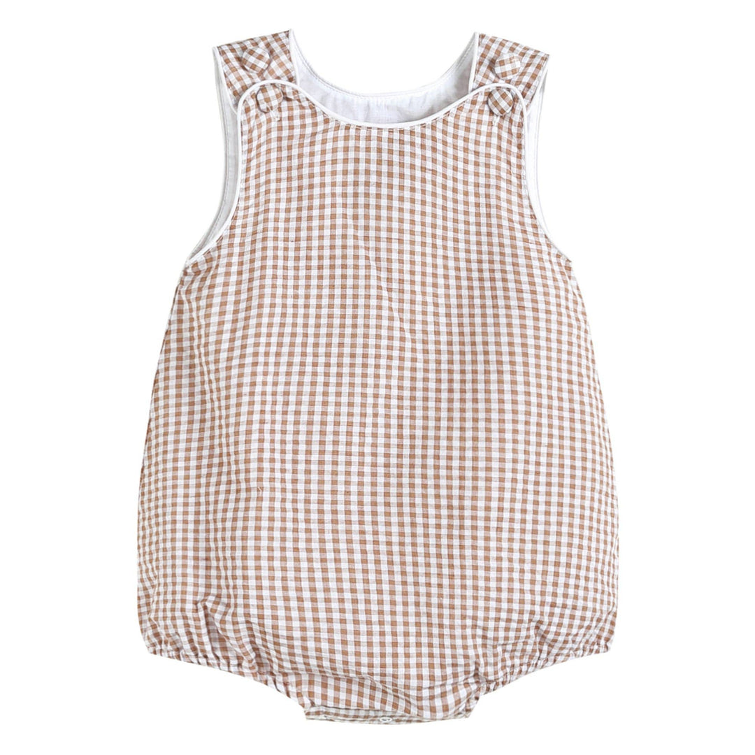 Classic Brown Gingham Baby Bubble Romper - Premium Baby & Toddler Outfits from Lil Cactus - Just $28.95! Shop now at Pat's Monograms