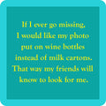 Photo on wine bottle coaster — Drinks on Me coasters