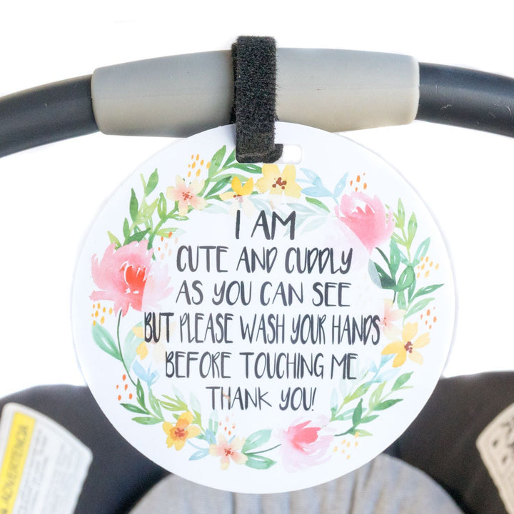 Cute No Touching Car Seat and Stroller Tag- STOP germs - Premium Infant Accessories from Three Little Tots - Just $9.95! Shop now at Pat's Monograms