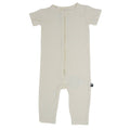 Short Sleeve Romper - Whispery White Ribbed — Sweet Bamboo