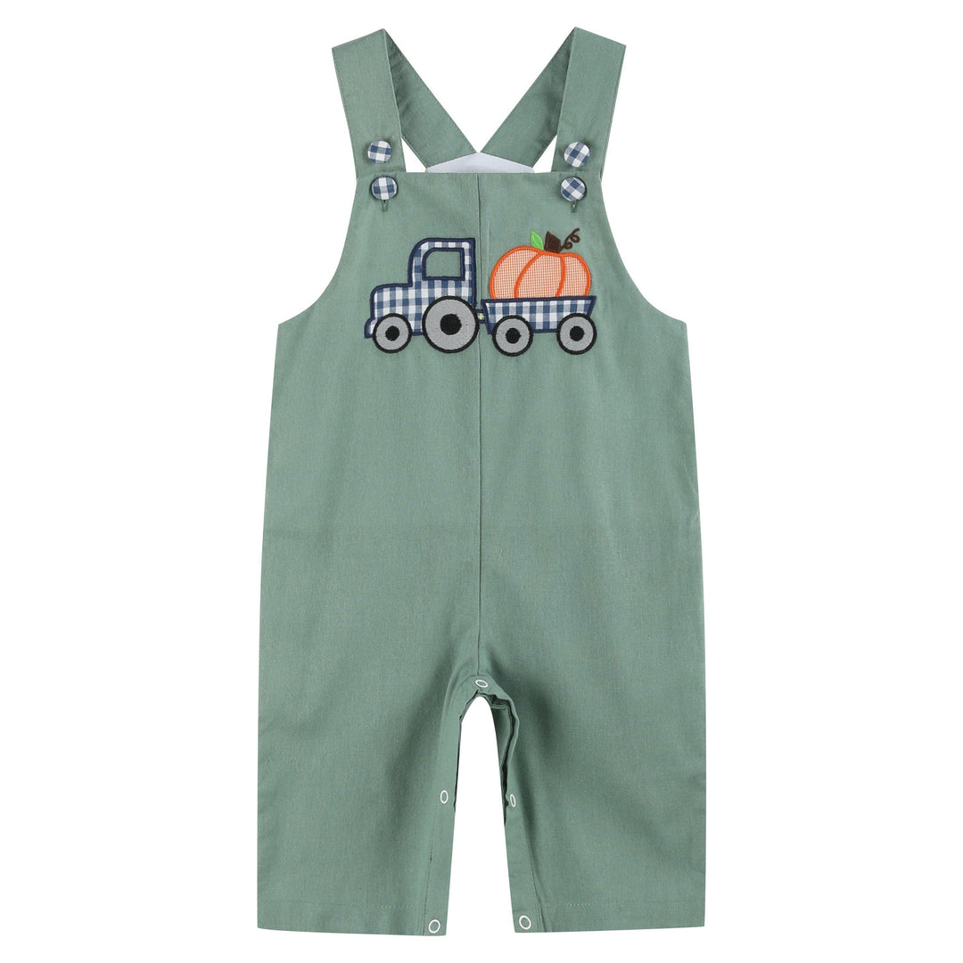 Green Pumpkin Tractor Overalls - Premium baby and Toddler Outfits from Lil Cactus - Just $34.95! Shop now at Pat's Monograms