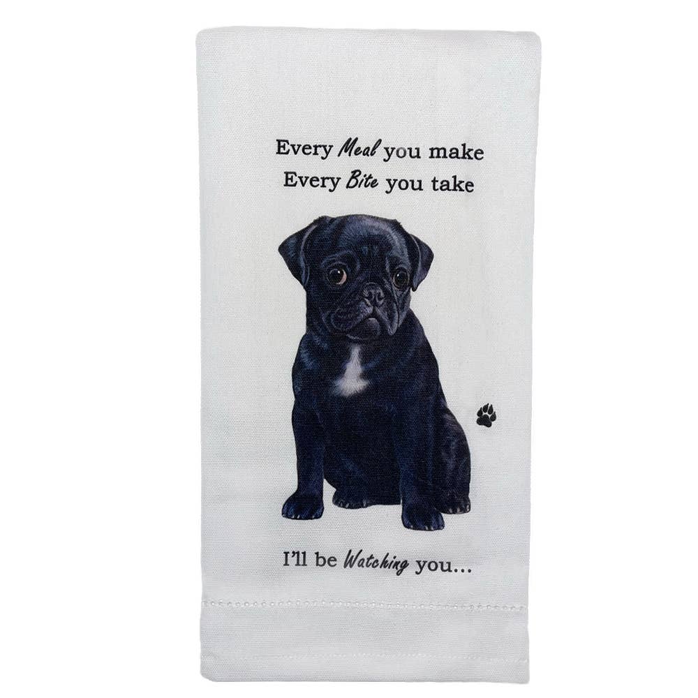 Black Pug Kitchen Towel - Premium Kitchen Towels from E&S Pets - Just $10.95! Shop now at Pat's Monograms
