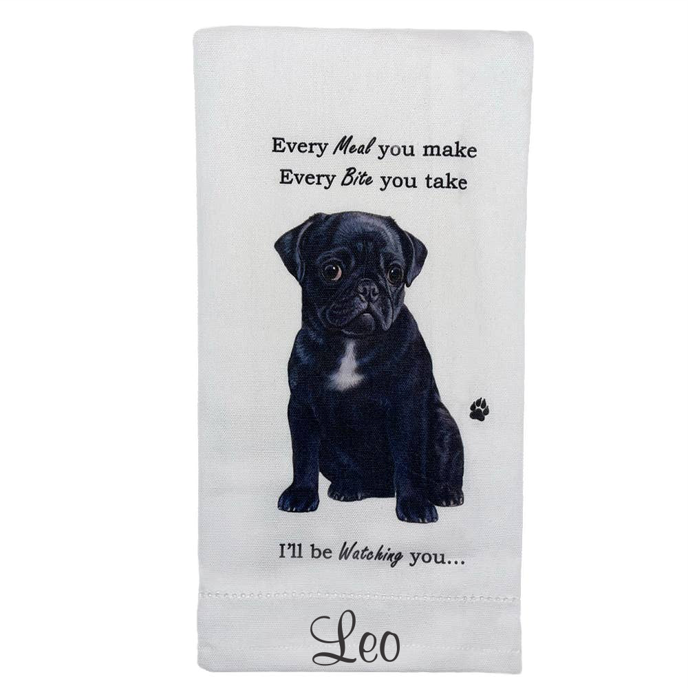 Black Pug Kitchen Towel - Premium Kitchen Towels from E&S Pets - Just $10.95! Shop now at Pat's Monograms