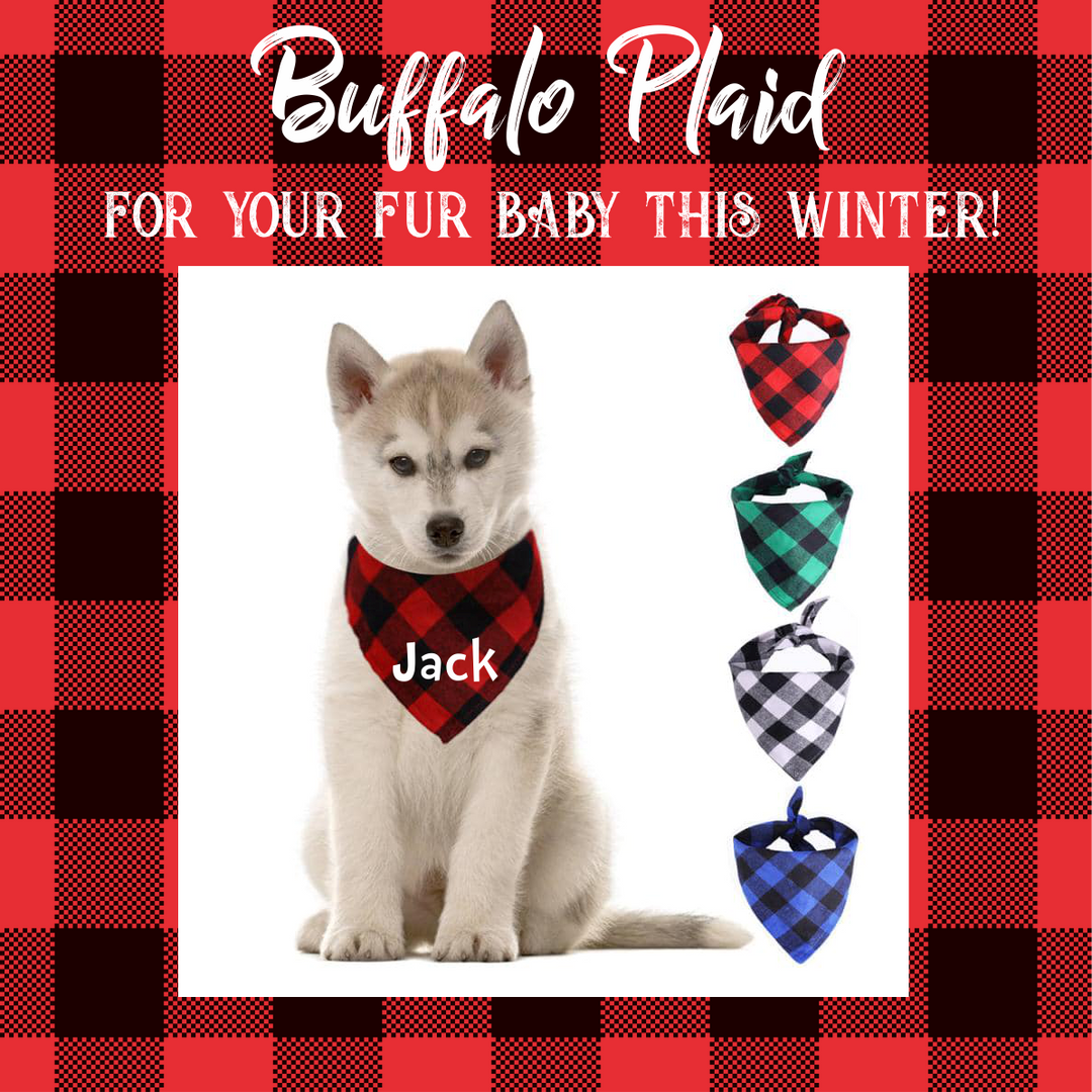 Buffalo Plaid Dog Bandana - Premium Dog Bandana from Pat's Monograms - Just $12.00! Shop now at Pat's Monograms