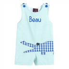 Aqua Striped Alligator Shortalls — Lil Cactus Baby & Toddler Outfits