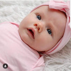 Light Pink Knotted Baby Gown and Bow - Premium Just for baby from Three Little Tots - Just $24.95! Shop now at Pat's Monograms