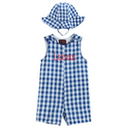 Royal Blue Ginham Romper and Sunhat — Lil Cactus Baby & Toddler Outfits