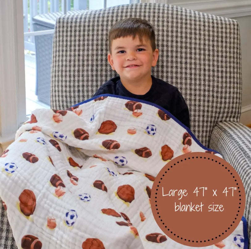 Go Sports Muslin Quilt - Premium Baby Gift Sets from LollyBanks - Just $39.95! Shop now at Pat's Monograms