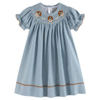 Light Blue Puppy Smocked Bishop Dress — Lil Cactus Baby & Toddler Dresses