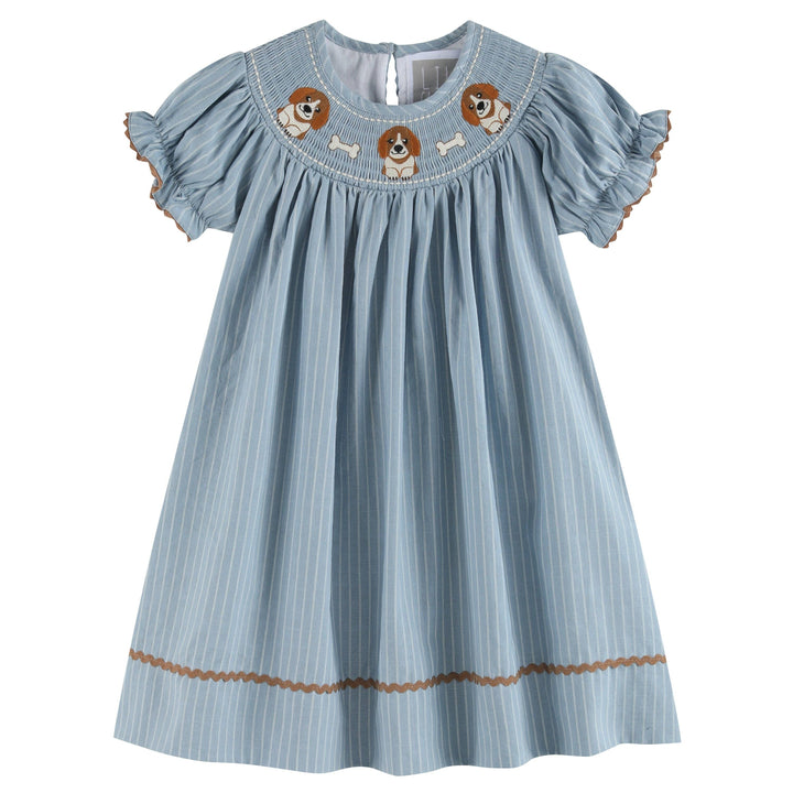 Light Blue Puppy Smocked Bishop Dress - Premium Baby & Toddler Dresses from Lil Cactus - Just $36.95! Shop now at Pat's Monograms