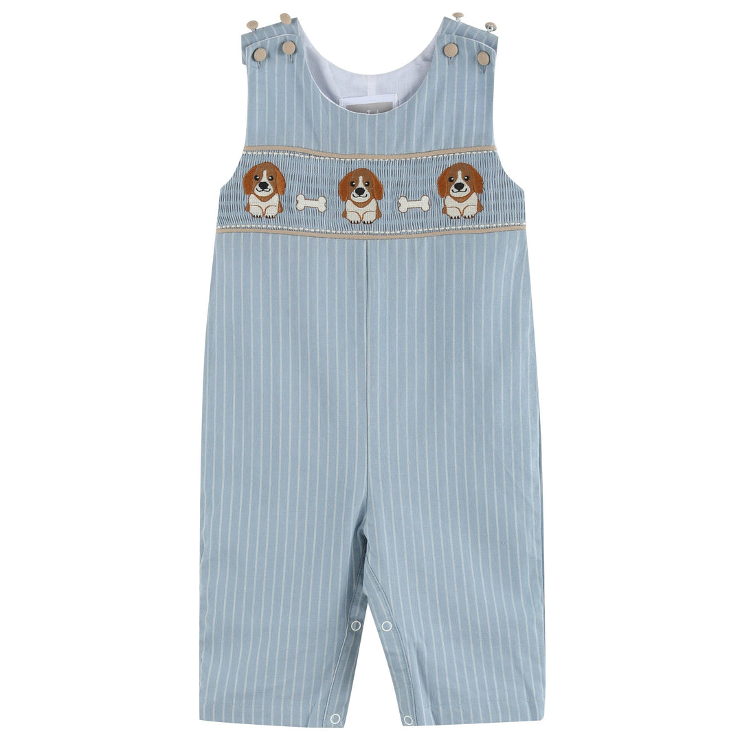 Light Blue Puppy Smocked Overalls - Premium Baby & Toddler Outfits from Lil Cactus - Just $34.95! Shop now at Pat's Monograms