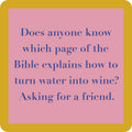 Page in the bible coaster — Drinks on Me coasters