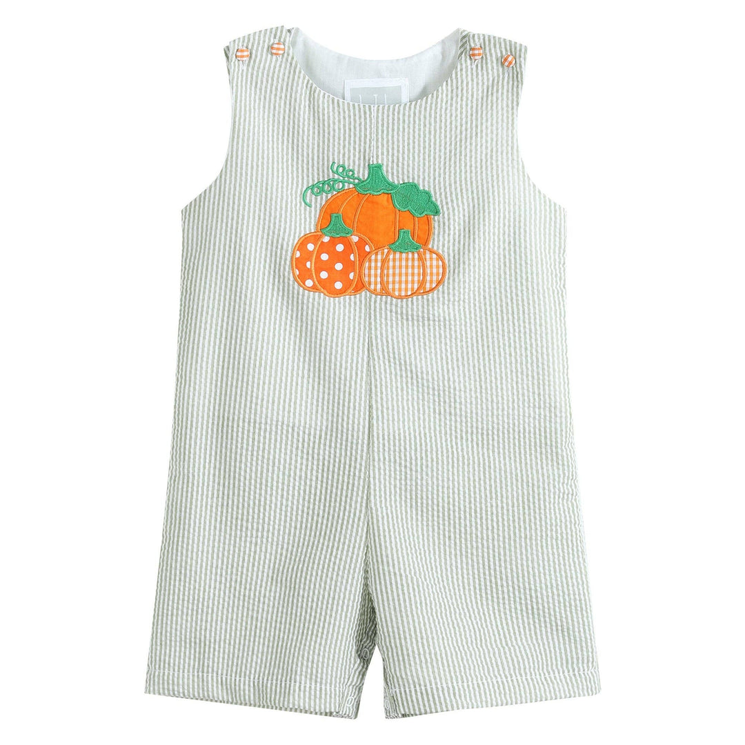 Green Seersucker Pumpkin Shortalls - Premium Baby & Toddler Outfits from Lil Cactus - Just $34.95! Shop now at Pat's Monograms