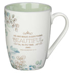 Beautiful in its Time Blue Floral Ceramic Mug - Ecclesiastes — Christian Art Gifts gift item