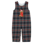 Navy and Red Plaid Reindeer Overalls — Lil Cactus