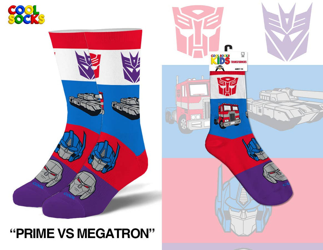 Prime Vs Megatron - Kids 7-10 Crew - Premium socks from Cool Socks - Just $9.95! Shop now at Pat's Monograms