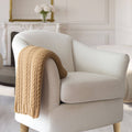 Luna Cable Knit Cotton Throw: Beige — Tajik Home LLC blankets