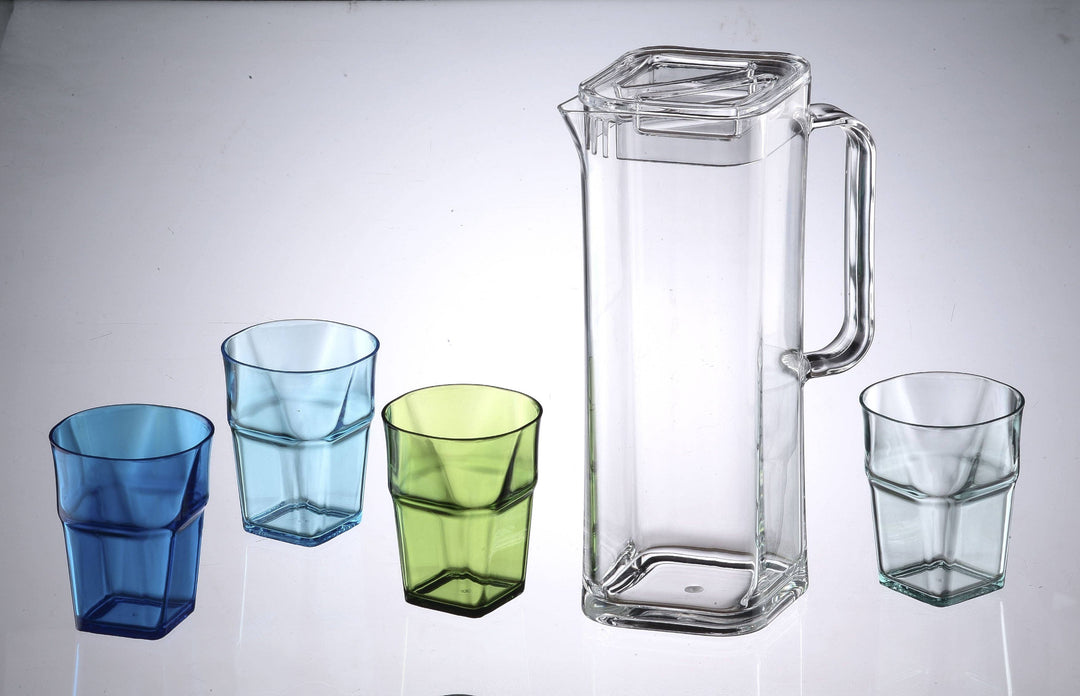 1.7L Square Pitcher W/ 4 Nesting Tumblers - Premium Housewares from Huang Acrylic - Just $29.95! Shop now at Pat's Monograms